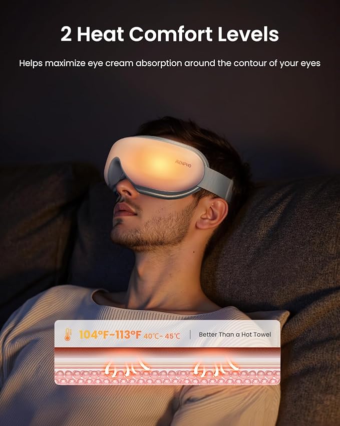 RENPHO Eye Massager with Remote, Heat, Compression, Birthday Gifts for Women Men Her Him, Eyeris 1 Sleep Mask, Headache Massager Scalp for Strain Relief, Migraine Relief, Reduce Stye Eye