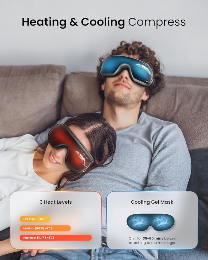RENPHO Eye Massager with Heat and Cooling for Migraines, Eyeris 3 Voice Control Eye Mask, Eye Care Device with DIY Massage Setting, Birthday Gifts for Women/Men, Reduce Dry Eyes