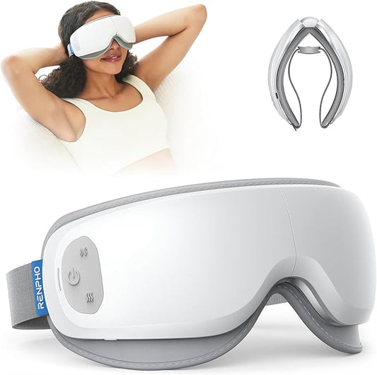 RENPHO Eyeris Zen Ultra-Quiet Eye Massager with Heat，Lightweight Heated Eye Mask for Migraines, Face Massager for Dry Eyes Relief, Birthday Gifts for Women Men