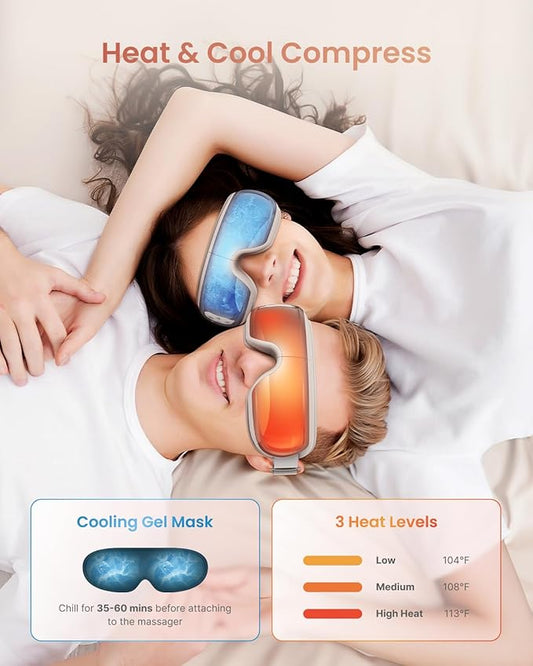 RENPHO Eye Massager with Heat and Cooling, Eyeris 3 Rosé Eye Sleep Mask with Voice Control & Ice Pack, Birthday Gifts for Women/Men/Mom/Dad, FSA Eligible Items, Temple Care Device for Migraine