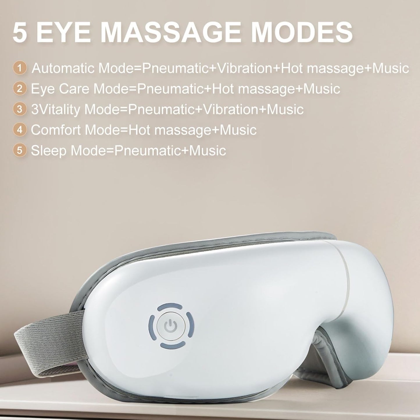 Eye Massager with Heat, Heated Eye Mask with Bluetooth Music, Massages Eye Muscles, Eye Care Gift with 5 Massage Modes and 180° Folding Design, Gifts for Friend, Mom and Dad
