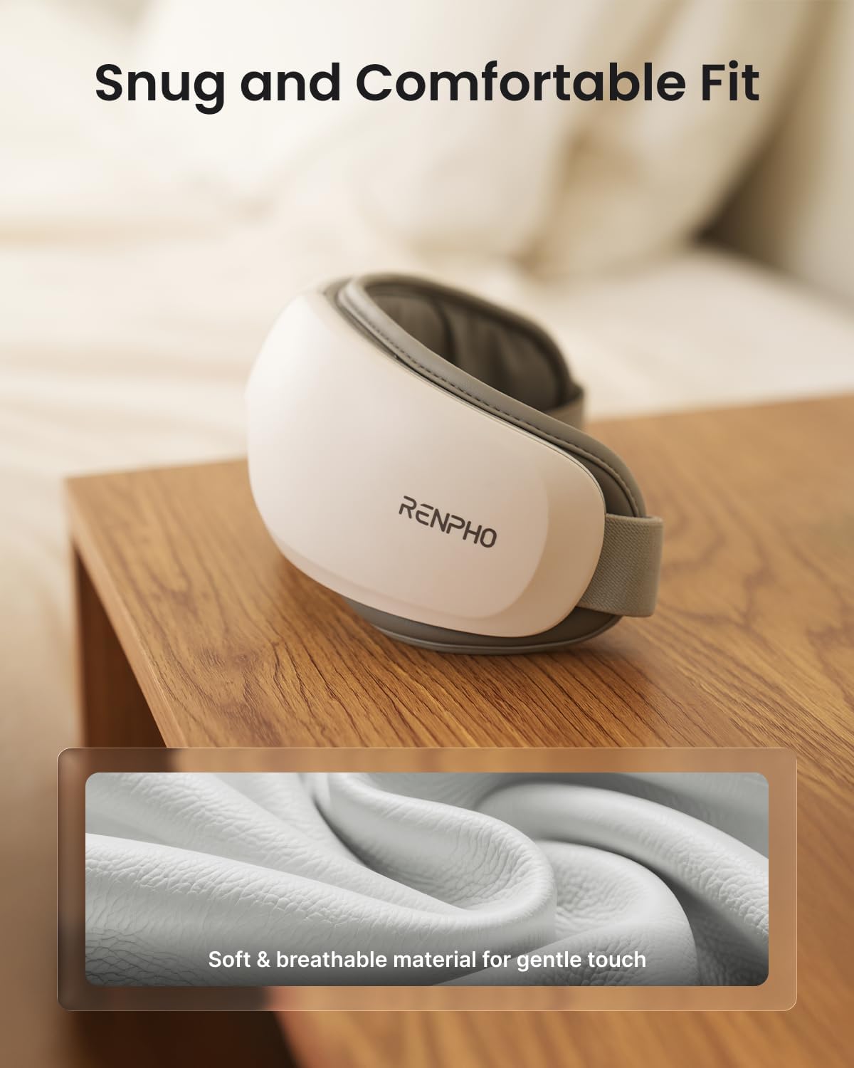RENPHO Eyeris Zen Ultra-Quiet Eye Massager with Heat，Lightweight Heated Eye Mask for Migraines, Face Massager for Dry Eyes Relief, Birthday Gifts for Women Men