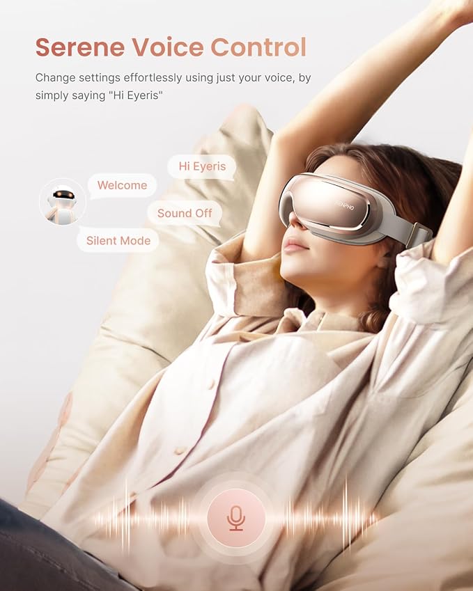 RENPHO Eye Massager with Heat and Cooling, Eyeris 3 Rosé Eye Sleep Mask with Voice Control & Ice Pack, Birthday Gifts for Women/Men/Mom/Dad, FSA Eligible Items, Temple Care Device for Migraine