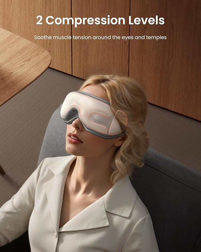 RENPHO Eye Massager with Remote, Heat, Compression, Birthday Gifts for Women Men Her Him, Eyeris 1 Sleep Mask, Headache Massager Scalp for Strain Relief, Migraine Relief, Reduce Stye Eye