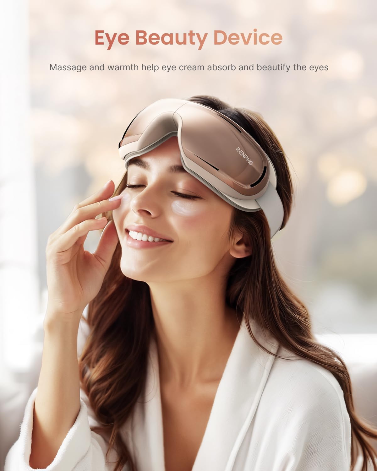 RENPHO Eye Massager with Heat and Cooling, Eyeris 3 Rosé Eye Sleep Mask with Voice Control & Ice Pack, Birthday Gifts for Women/Men/Mom/Dad, FSA Eligible Items, Temple Care Device for Migraine