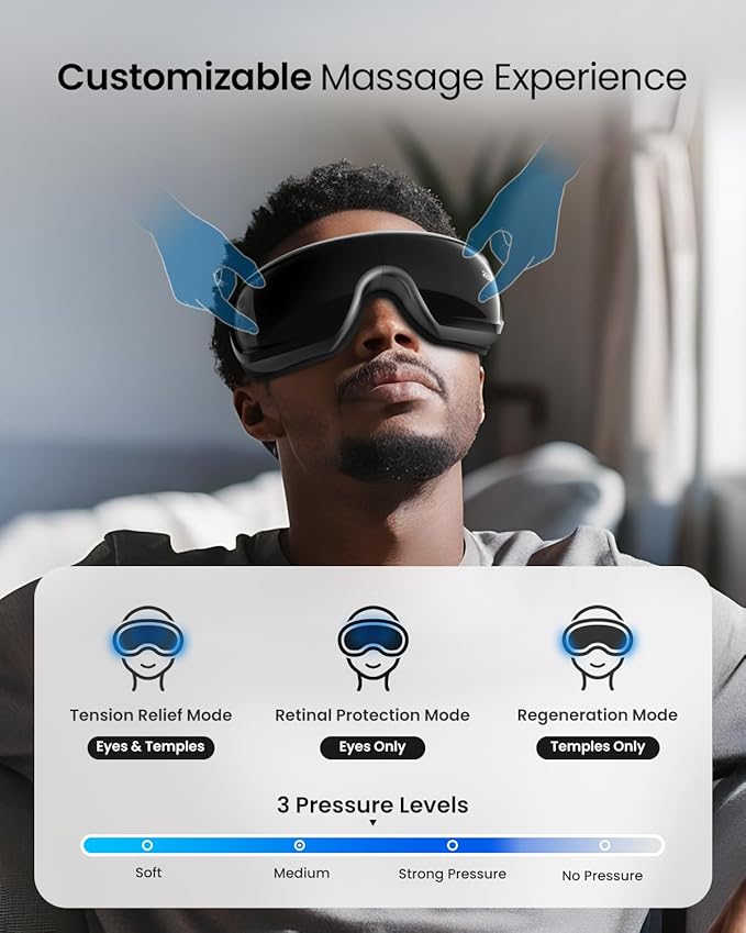 RENPHO Eye Massager with Heat and Cooling for Migraines, Eyeris 3 Voice Control Eye Mask, Eye Care Device with DIY Massage Setting, Birthday Gifts for Women/Men, Reduce Dry Eyes