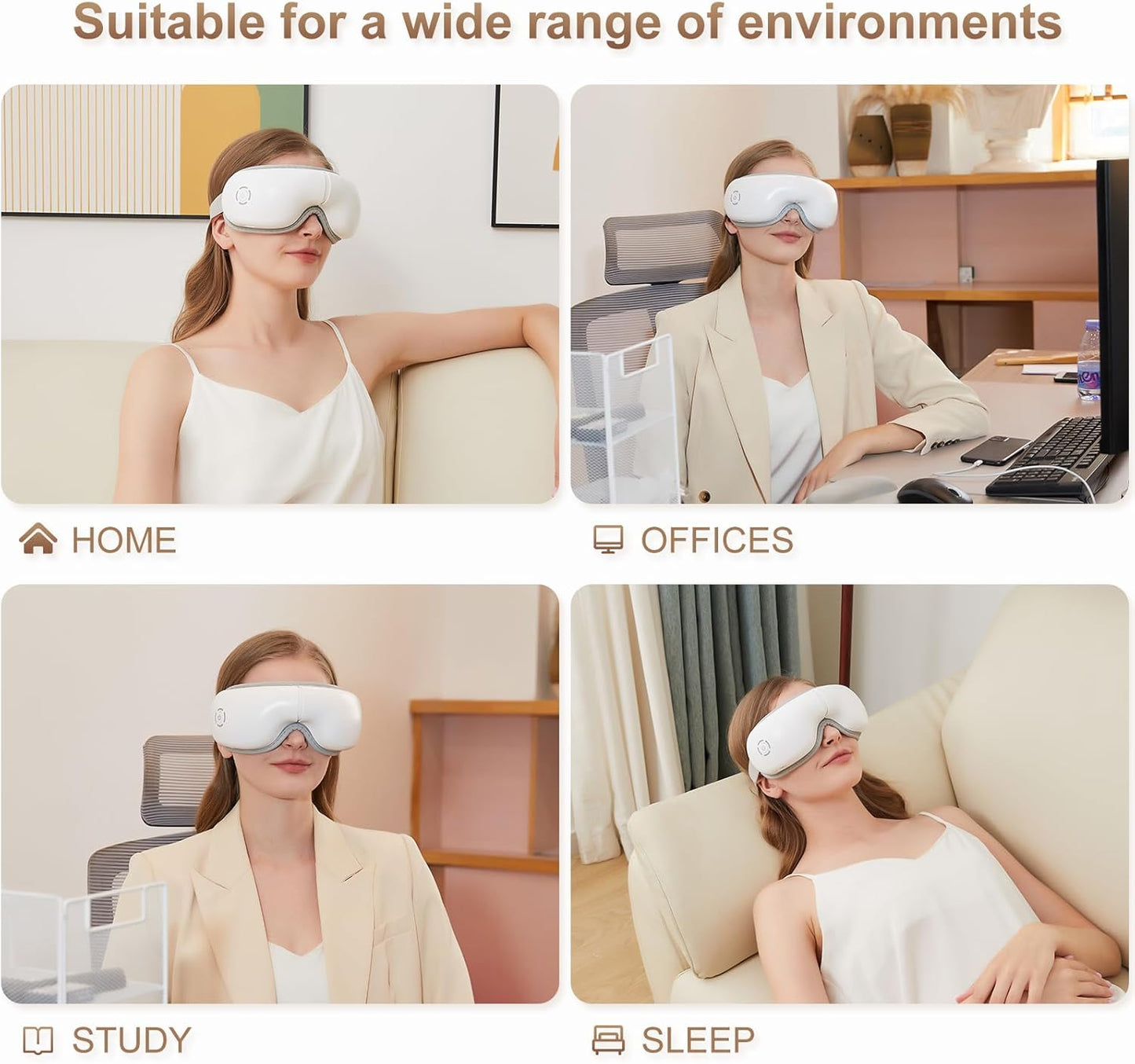 Eye Massager with Heat, Heated Eye Mask with Bluetooth Music, Massages Eye Muscles, Eye Care Gift with 5 Massage Modes and 180° Folding Design, Gifts for Friend, Mom and Dad