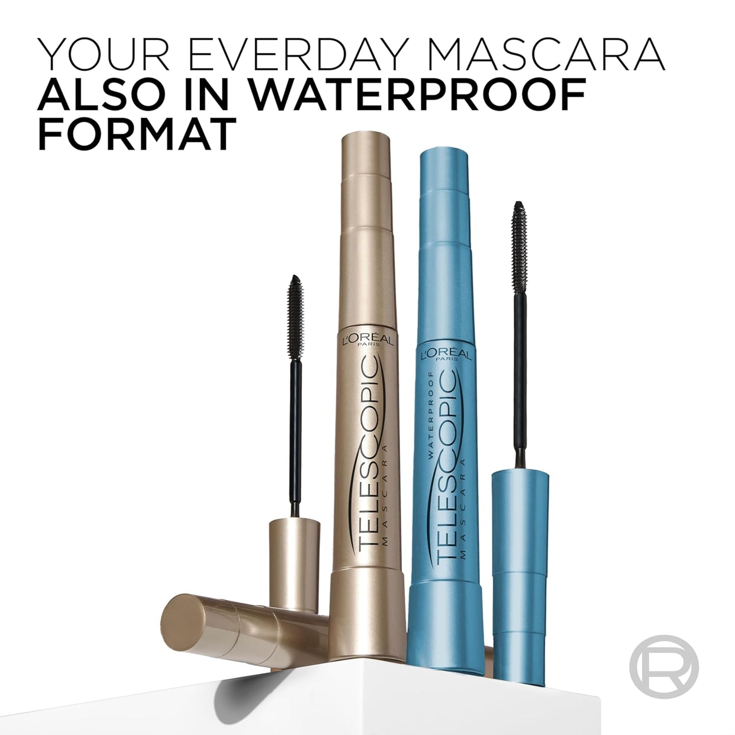 L'Oreal Paris Makeup Telescopic Original Lengthening, Lash Separating Mascara with Dual Precision Brush, Washable, Blackest Black, 0.27 Fl Oz., 2 Count