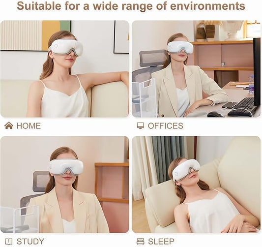 Eye Massager with Heat, Heated Eye Mask with Bluetooth Music, Massages Eye Muscles, Eye Care Gift with 5 Massage Modes and 180° Folding Design, Gifts for Friend, Mom and Dad