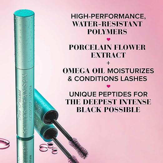 Too Faced Better Than Sex Waterproof Mascara |High-Performance Volume + Length with Unique Peptides