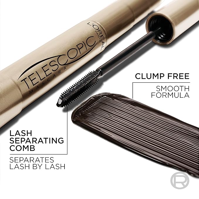 L'Oreal Paris Makeup Telescopic Original Lengthening Mascara, Carbon Black, 0.27 Fl Oz (Pack of 1)