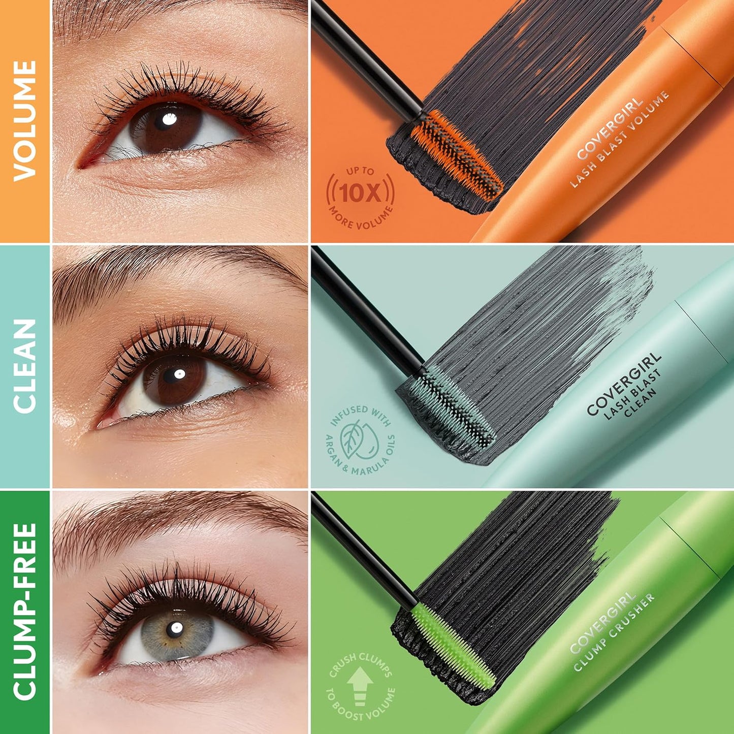 COVERGIRL Clump Crusher Mascara, 20X More Volume, Double Sided Brush, Long-Lasting Wear - 800 Very Black (Pack of 1)